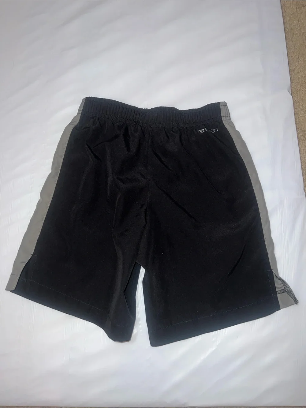 Nike Black Shorts with Gray Side Panels and White Swoosh